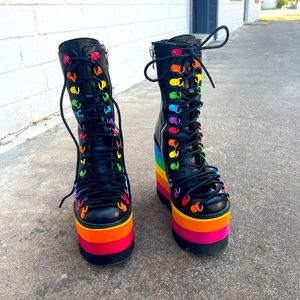 SOLD DollsKill Rainbow Platform rave shoes